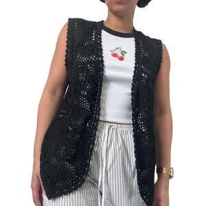 Vintage August Silk Crochet Vest